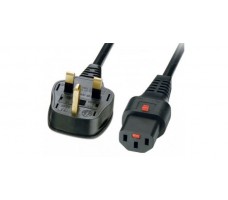 Power Cord IEC Lock 3x1.0mmsq C13-BS136313A (UK) 3m- Black