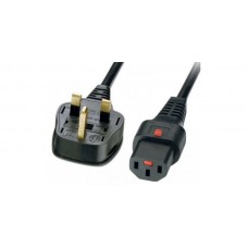 Power Cord IEC Lock 3x1.0mmsq C13-BS136313A (UK) 3m- Black