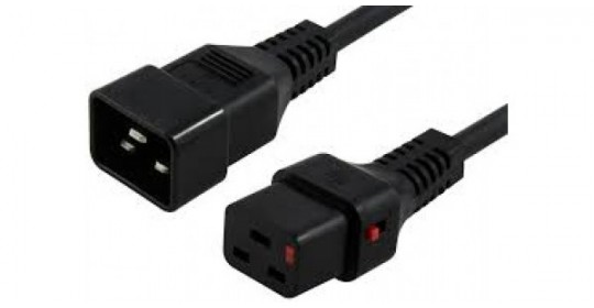 Power Cord IEC Lock 3x1.5mmsq C19 - C20 -3m - Black