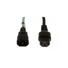 Power Cord IEC Lock 3x1.0mmsq C13 TO C14 10A 1m - Black
