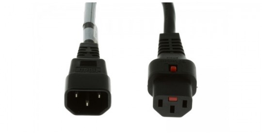 Power Cord IEC Lock 3x1.0mmsq C13 TO C14 10A 1m - Black