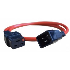 Power Cord IEC Lock H05VV-F 3x1.5mmsq C19 TO C20 1m -Red