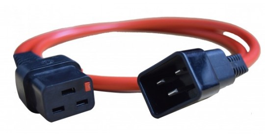 Power Cord IEC Lock H05VV-F 3x1.5mmsq C19 TO C20 1m -Red