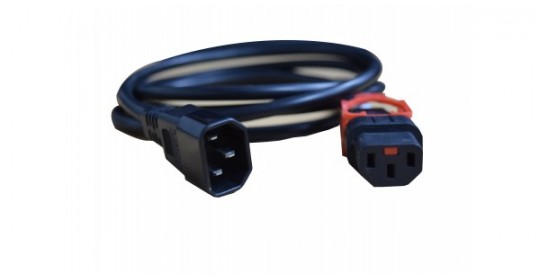 Power Cord IEC Lock PLUS 3x1.0mmsq C13 TO C14 10A 2m Black