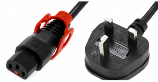 Power Cord IEC PLUS Lock 3x1.0mmsq C13-BS136313A (UK) 3m-BK