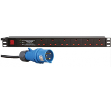 PDU 6Way Horizontal UK(BS536) W/16A Commando Plug 3m-BK