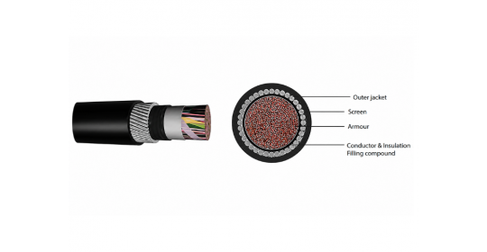 10 Pair Armoured Outdoor Telecom Cable 0.5mm Jelly Filled. 10 Pair Armoured Outdoor Telecom Cable 0.5mm Jelly Filled.