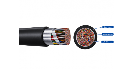 10 Pair Outdoor Telecom Cable 0.63mm Screened Jelly Filled.