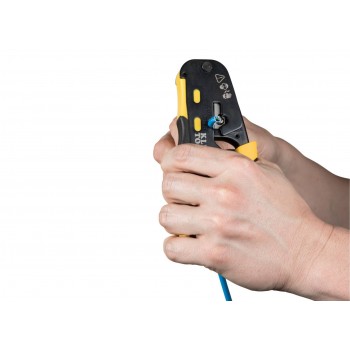 Ratcheting Cable Crimper / Stripper / Cutter For Pass-Thru