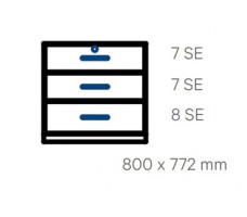 Wall-standing cabinet with 3 drawers (D430,W800).