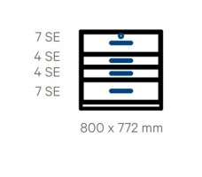 Wall-standing cabinet with 4 drawers (D430,W800).