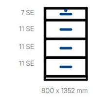 Wall-standing cabinet with 4 drawers (D430,W800).