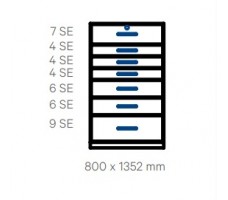Wall-standing cabinet with 7 drawers (D430,W800).