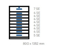 Wall-standing cabinet with 9 drawers (D430,W800).