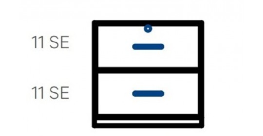 Wall-standing cabinet with 2 drawers (D430,W1000).