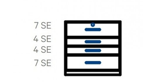 Wall-standing cabinet with 4 drawers (D430,W1000).