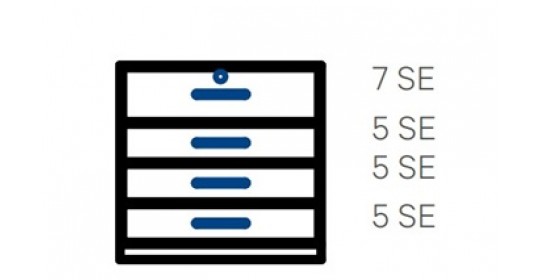 Wall-standing cabinet with 4 drawers (D430,W1000).