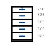 Wall-standing cabinet with 5 drawers (D430,W1000).