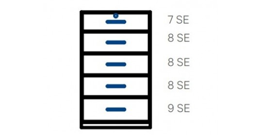 Wall-standing cabinet with 5 drawers (D430,W1000).