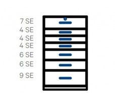 Wall-standing cabinet with 7 drawers (D430,W1000).