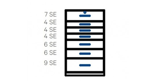 Wall-standing cabinet with 7 drawers (D430,W1000).