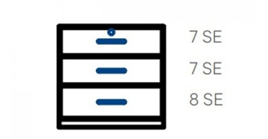 Wall-standing cabinet with 3 drawers (D430,W1200).
