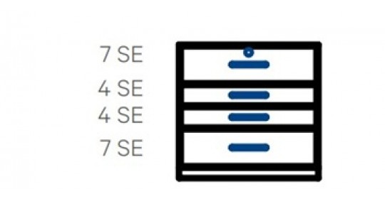 Wall-standing cabinet with 4 drawers (D430,W1200).