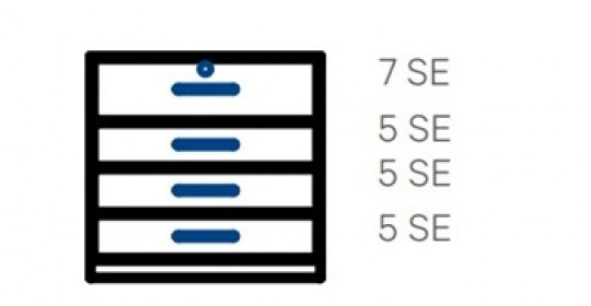 Wall-standing cabinet with 4 drawers (D430,W1200).