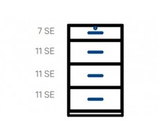 Wall-standing cabinet with 4 drawers (D430,W1200).