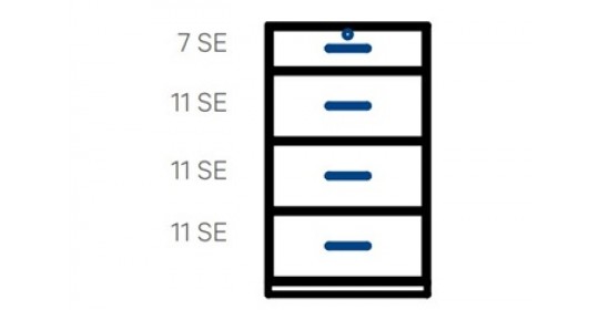 Wall-standing cabinet with 4 drawers (D430,W1200).