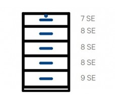 Wall-standing cabinet with 5 drawers (D430,W1200).