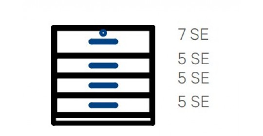 Wall-standing cabinet with 4 drawers (D650,W800).