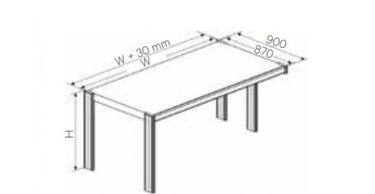 Combi Desk without office pedestal,left,W570,H750,D870. Combi Desk without office pedestal,left,W570,H750,D870.