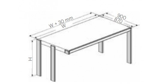 Combi Desk* without office pedestal,right,W1710,H750,D870(CRS).