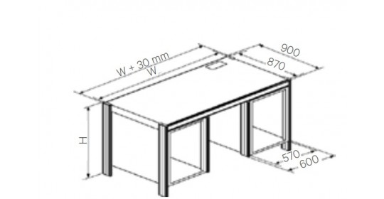 Desk with 19” office pedestal, Left + right,D870(CRS). Desk with 19” office pedestal, Left + right,D870(CRS).