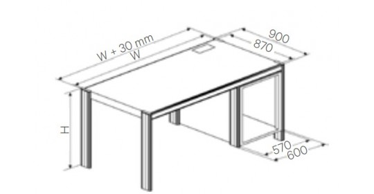 Desk with 19” office pedestal,right, W1140,H750,D870(CRS).