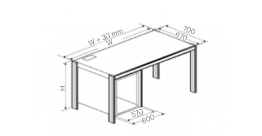Desk with 19” office pedestal,left, W1140,H750,D670(CRS). Desk with 19” office pedestal,left, W1140,H750,D670(CRS).