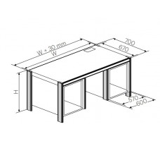 Desk with 19” office pedestal, Left + right,D670(CRS).