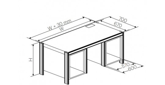 Desk with 19” office pedestal, Left + right,D670(CRS).