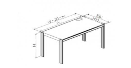 Desk without office pedestal,depth 800 mm.