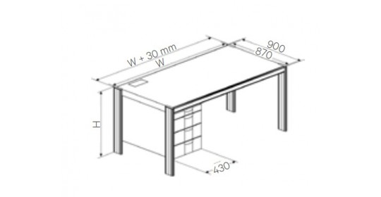Desk with right office pedestal (W1140,H750, D870) ESD.