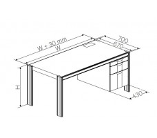 Desk with right office pedestal(150 + 300 mm),depth 670 mm(CRS).