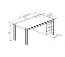 Desk with right office pedestal(3 x 150 mm),depth 670mm(CRS).