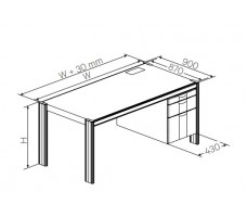 Desk with 150 + 300 mm right office pedestal (W1140,H750).