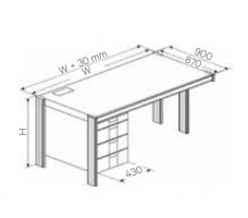 Combi Desk with office pedestal, 3 x 150 mm, left (W1710,H750) CRS.