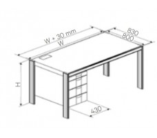 Desk with left office pedestal,( 3 x 150 mm)W1600,D800(CRS).