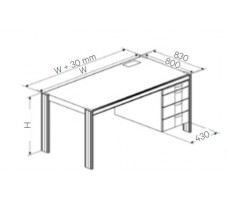 Desk with right office pedestal ( 3 x 150 mm),W1600,D800 (CRS).