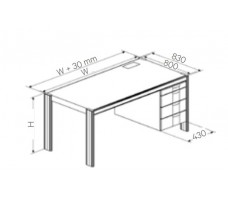 Desk with right office pedestal( 3 x 150 mm),W1200,D800(CRS).