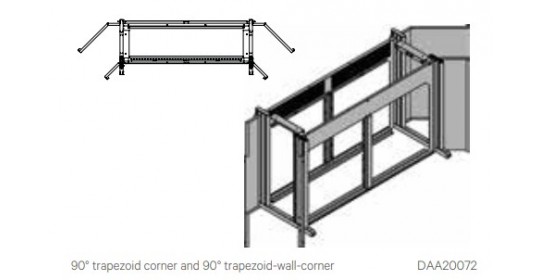 Basic Frames for 90° trapezoid + 90° trapezoid wall corners , lowered (D- D1050). Basic Frames for 90° trapezoid + 90° trapezoid wall corners , lowered (D- D1050).