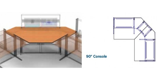 Worktops, 90° Trapezoid Console,D- 1200 (lowered). Worktops, 90° Trapezoid Console,D- 1200 (lowered).